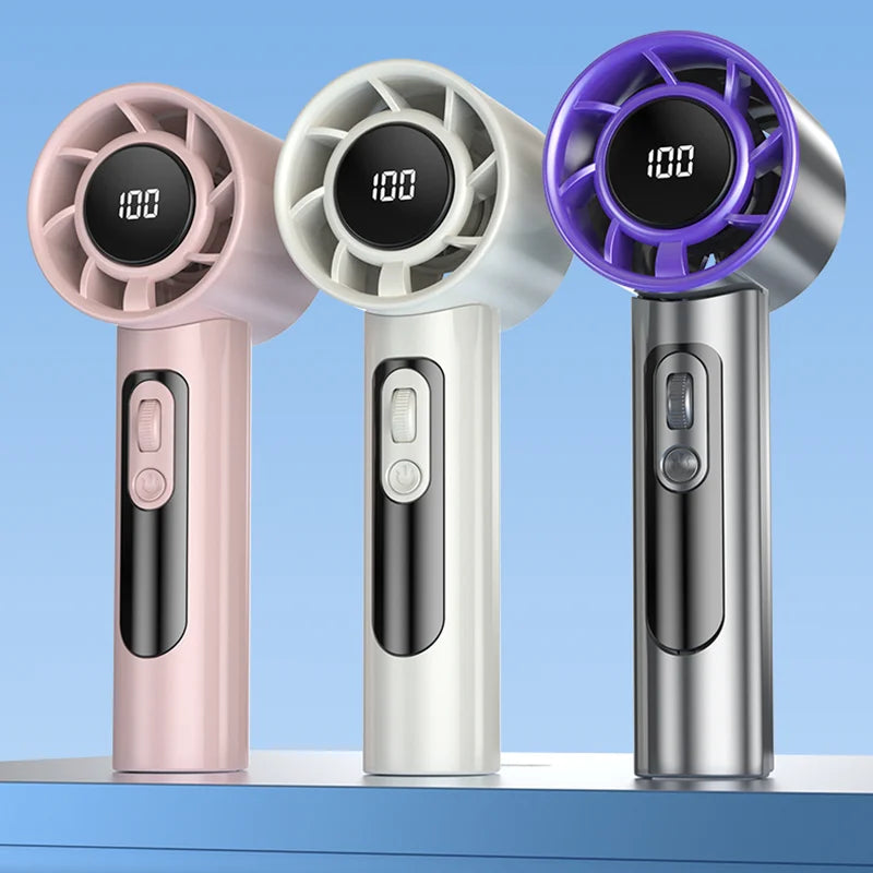 Turbo Handheld Fan Xiaomi F08 with LED Display, 100-Speed Adjustment, Long-Lasting Battery & USB Fast Charging