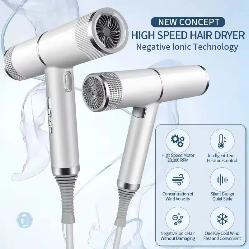 Hair Dryer Professional Negative Ion Technology, Fast Drying, Low Noise, Compact and Portable Styling Tool