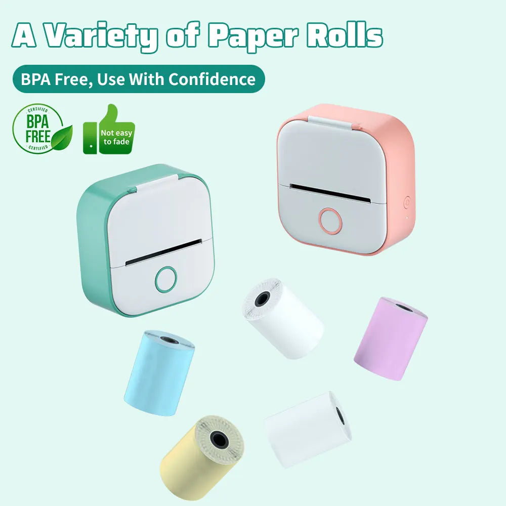 Phomemo Mini Printer Portable Thermal Printer 203dpi, Wireless Bluetooth, USB Cable Included, Prints Photos, Labels, Memos & To-Do Lists