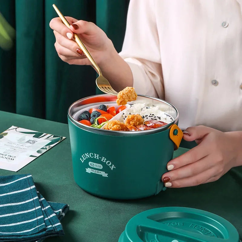 Portable Lunch Box Electric Stainless Steel Food Warmer with Cutlery for Office, Car, Travel & Picnic | 12V 24V 110V 220V Thermostat Heater