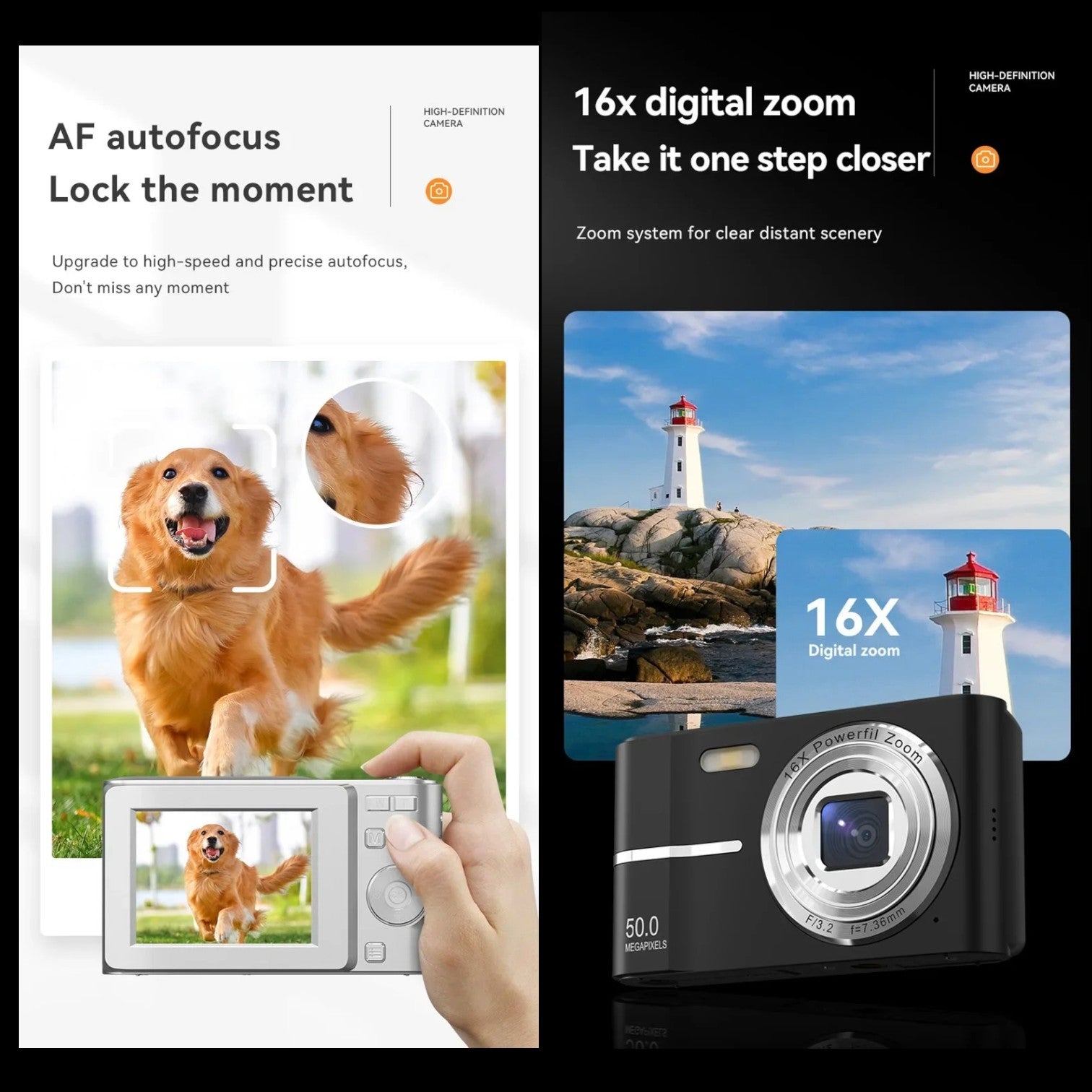 Xiaomi Digital Camera – 4K 50MP Compact Video Recorder with 16X Zoom, Anti-Shake, Flash, and Outdoor Shooting Features