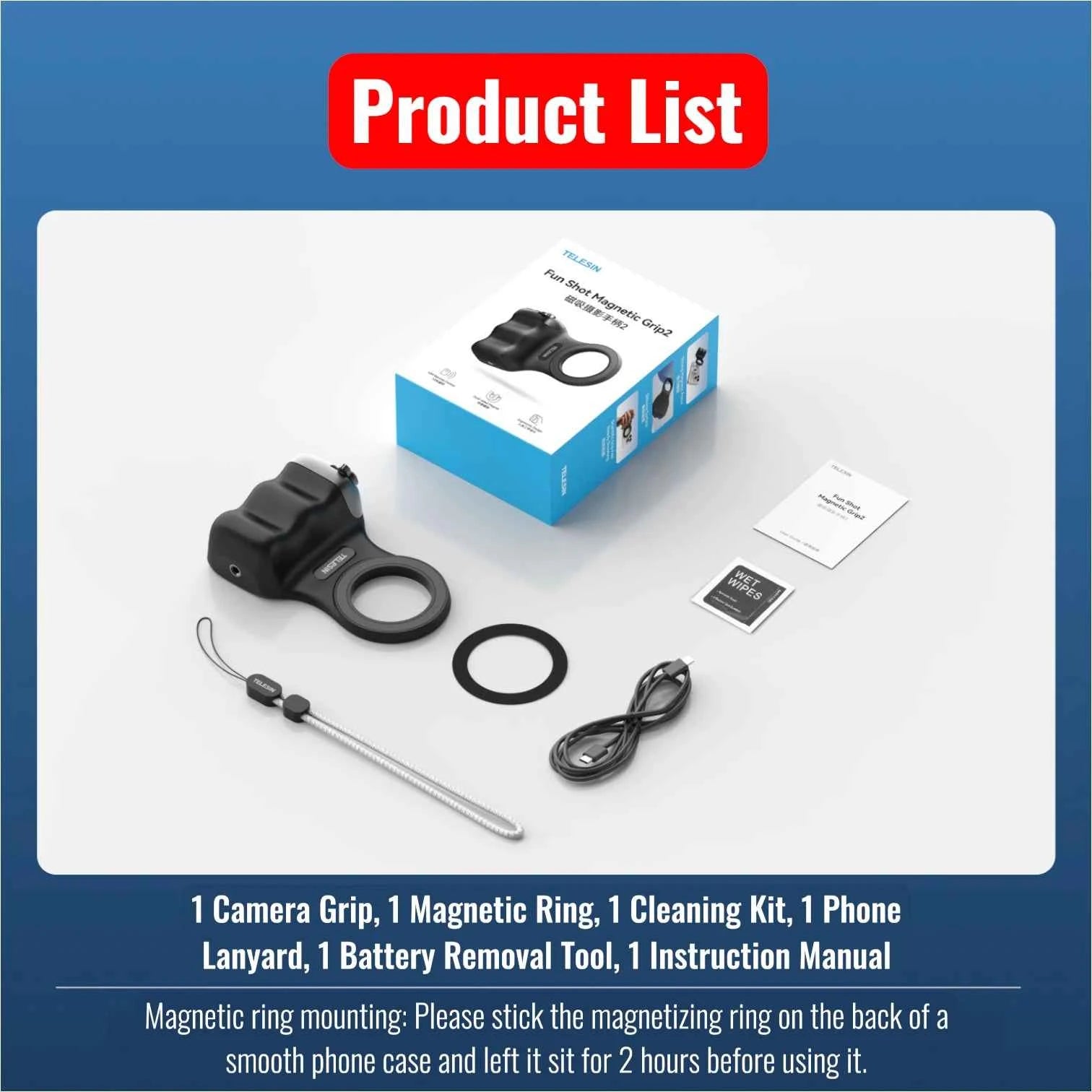 Magnetic Camera Grip Black | Phone Holder & Remote Shutter Aid with MagSafe for iPhone, Google Pixel, Android Devices.