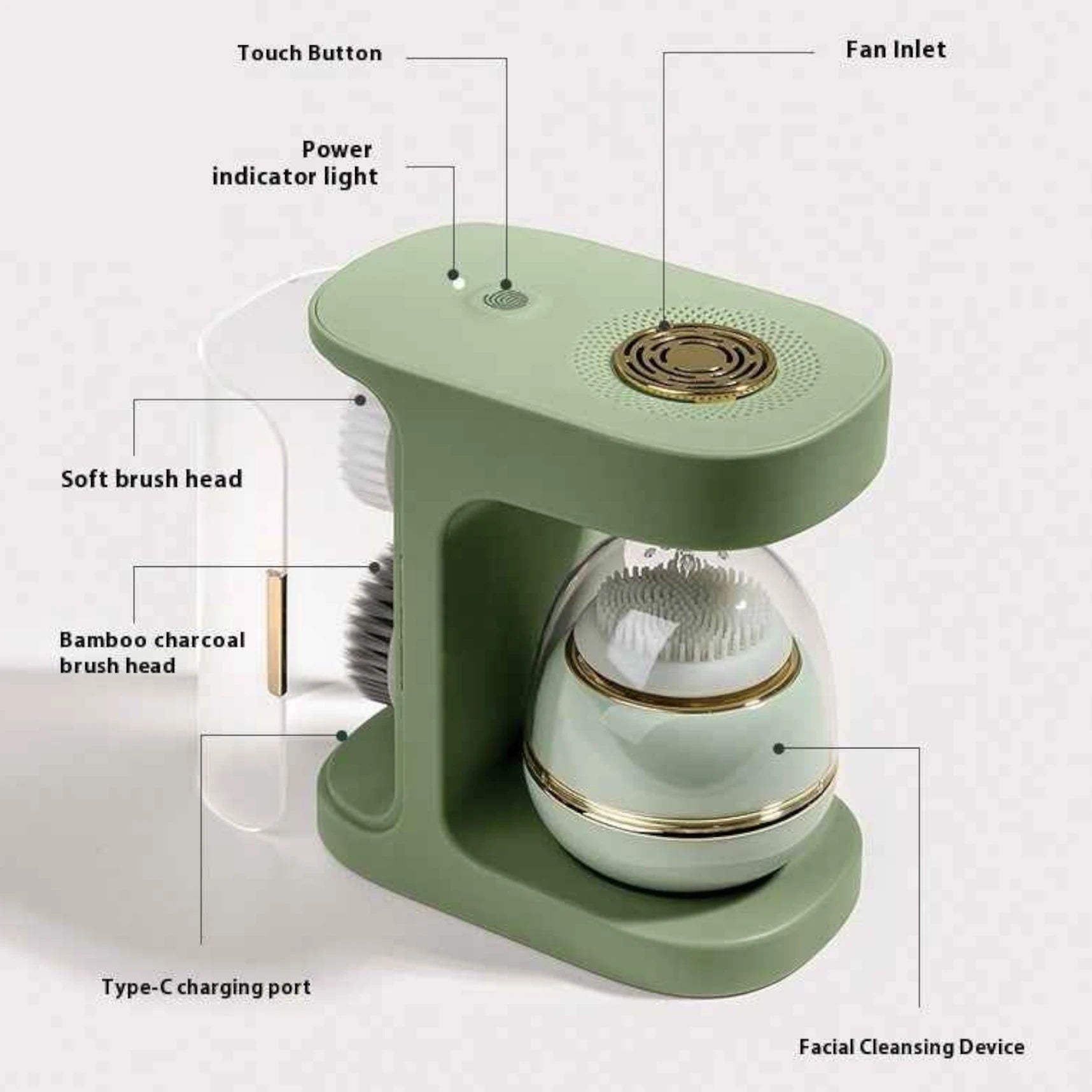 Bamboo Charcoal & Silicone Sonic Facial Cleanser Brush