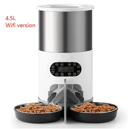 Smart Pet Feeder Automatic Food Dispenser for Cats and Dogs with App Control, Voice Recording, Timing Function, and Stainless Steel Bowl