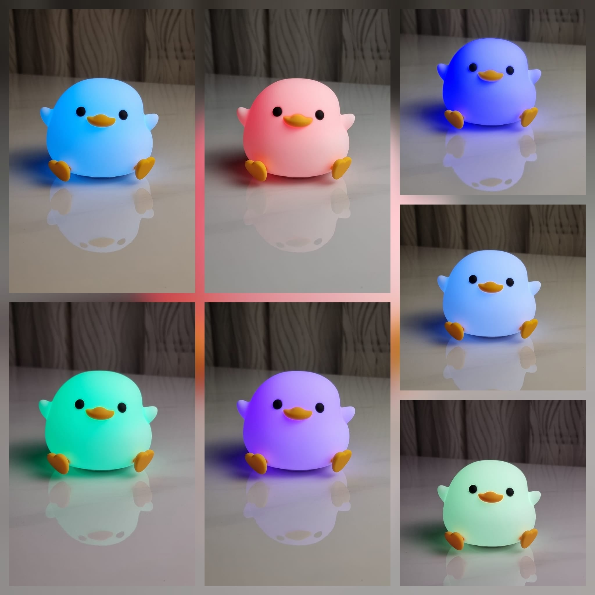 Duck Cute Night Light with Touch Control, Rechargeable Lamp for Bedroom and Living Room
#Color=Colorful Clap Lamp,Clap Lamp Multicolore