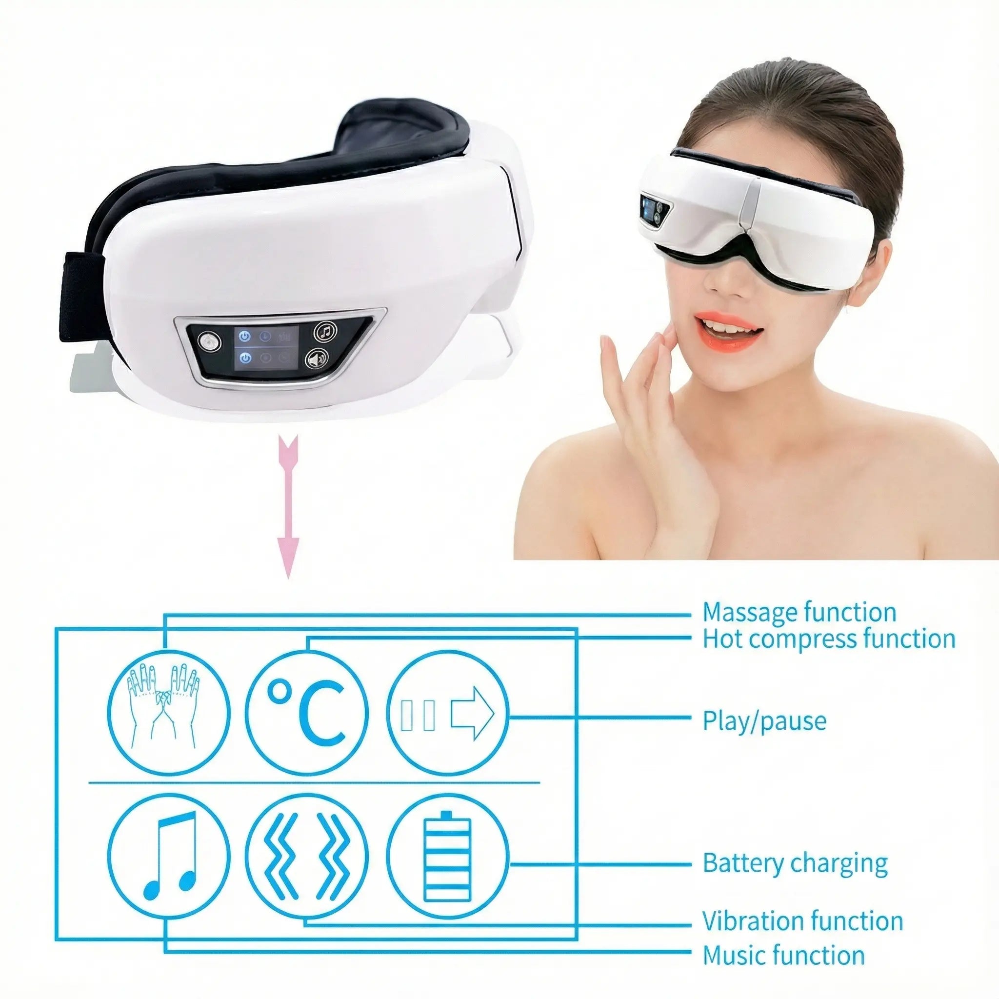 Heated Eye Massager, Bluetooth Mask for Dark Circles & Fatigue