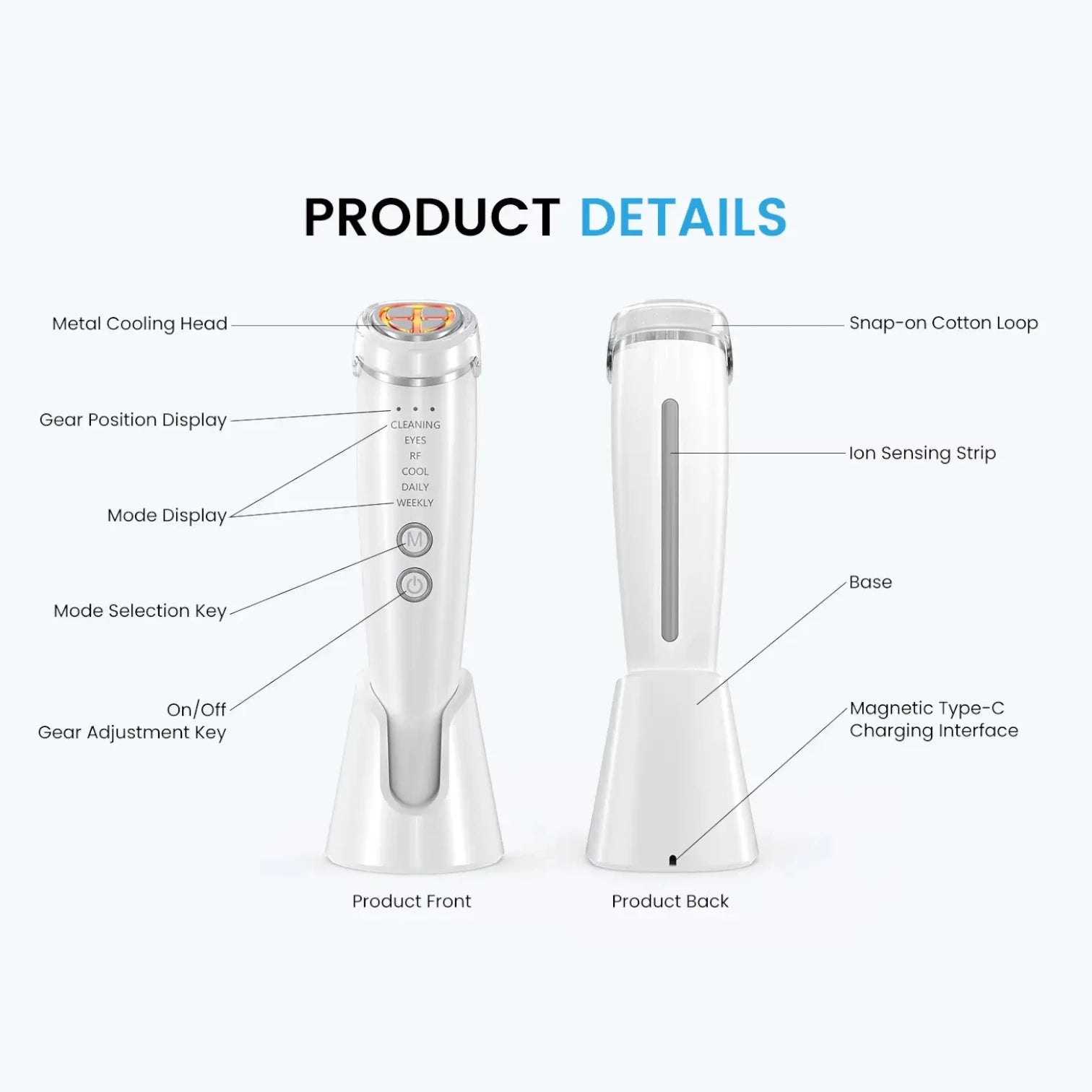 Face & Neck Massager | RF EMS Photon Lifting and Skin Tightening Facial Massager, Premium Quality
#Color=White,Bianco