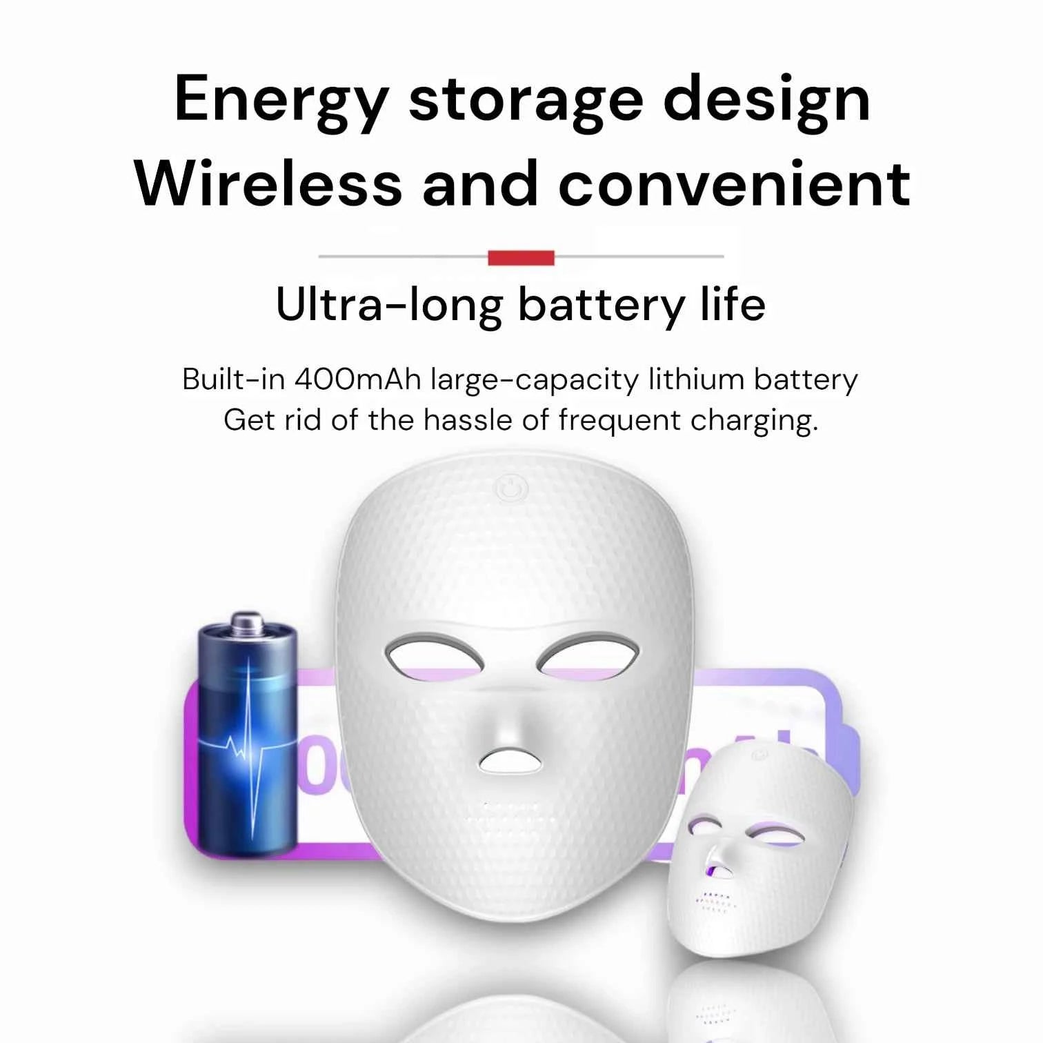 LED Facial Mask | 7-Color Skin Rejuvenation, Anti-Aging Treatment, Blemish Clearing, Rechargeable Beauty Device