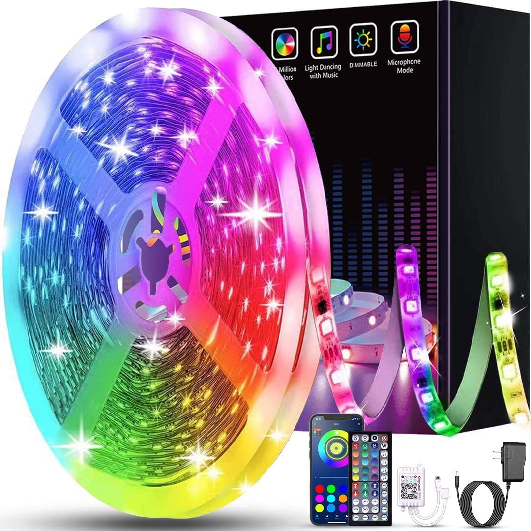 LED Light Strips Music Reactive Belt Set with 7-Color Intelligent Ambient Lighting