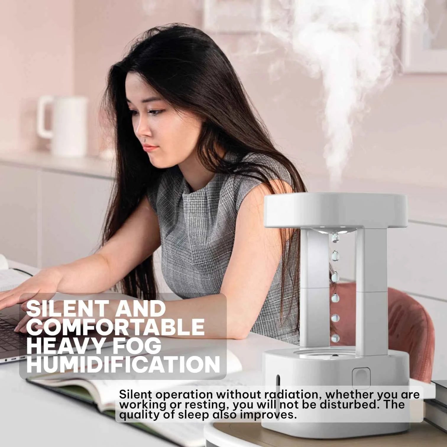 Anti-Gravity Humidifier | Water Drop Backflow Effect Colorful LED Remote Control