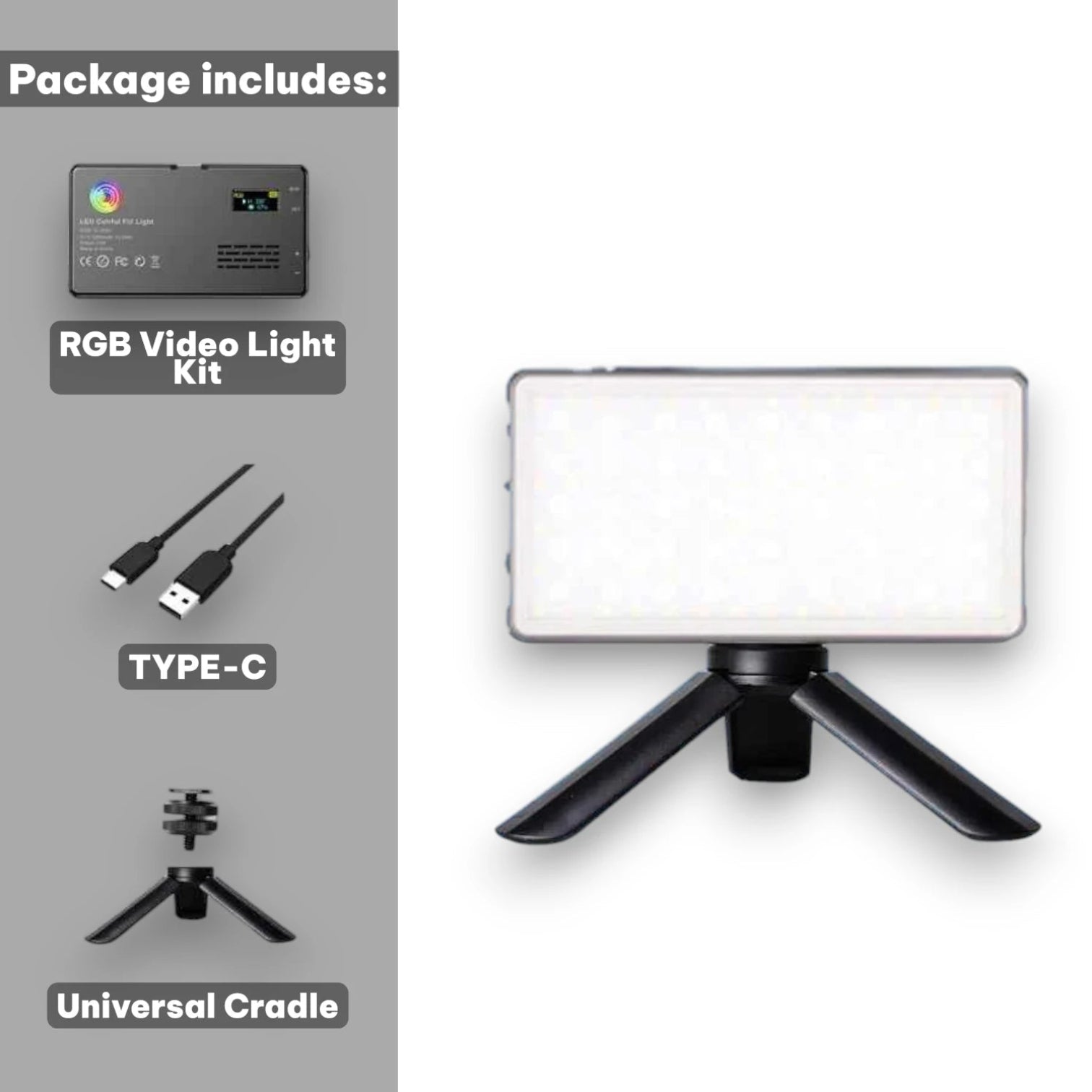 RGB Pocket Light | Rechargeable LED Photography Lamp for Camera & Phone #Color=Black With Tripod,Nero Con Treppiede