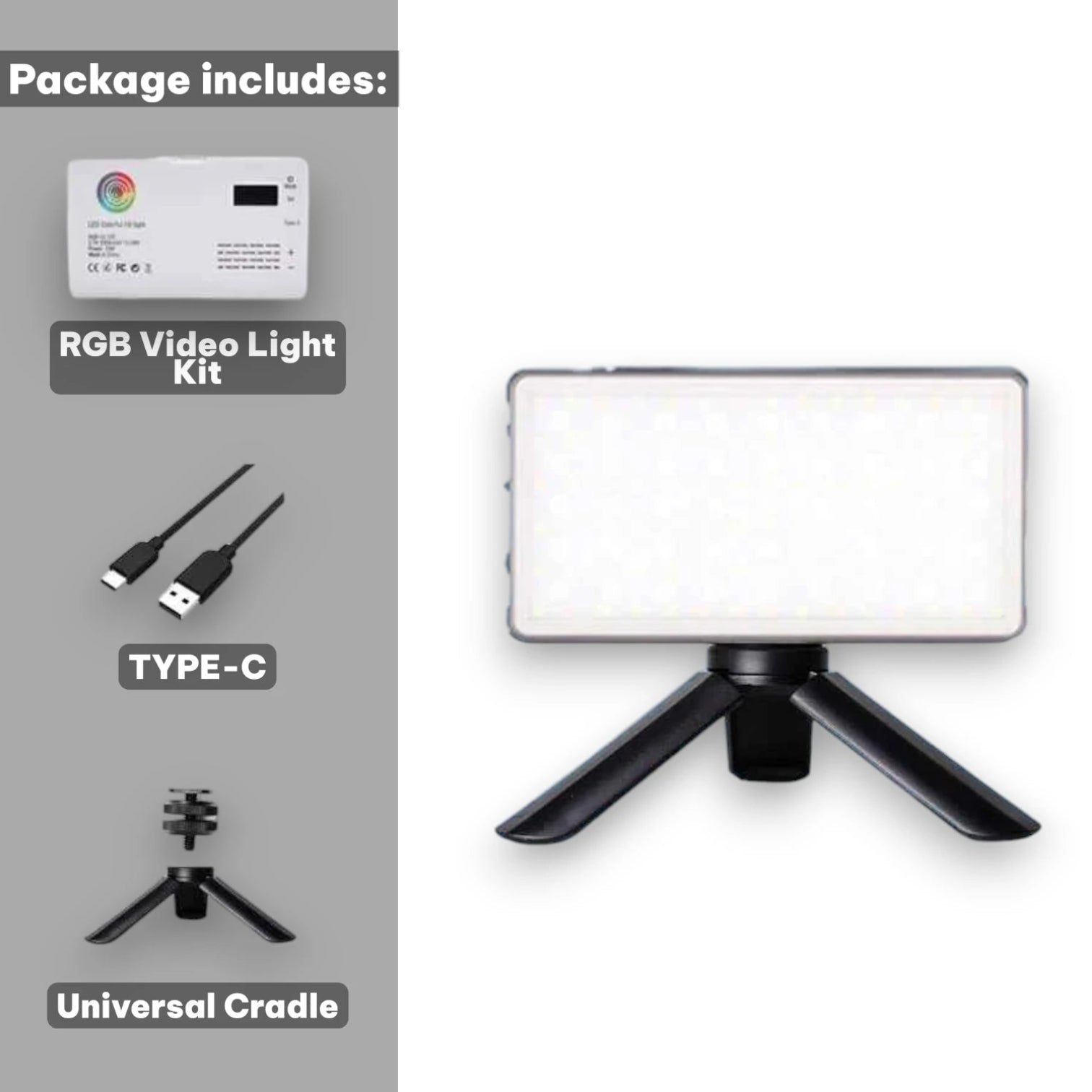 RGB Pocket Light | Rechargeable LED Photography Lamp for Camera & Phone #Color=White With Tripod,Bianco Con Treppiede