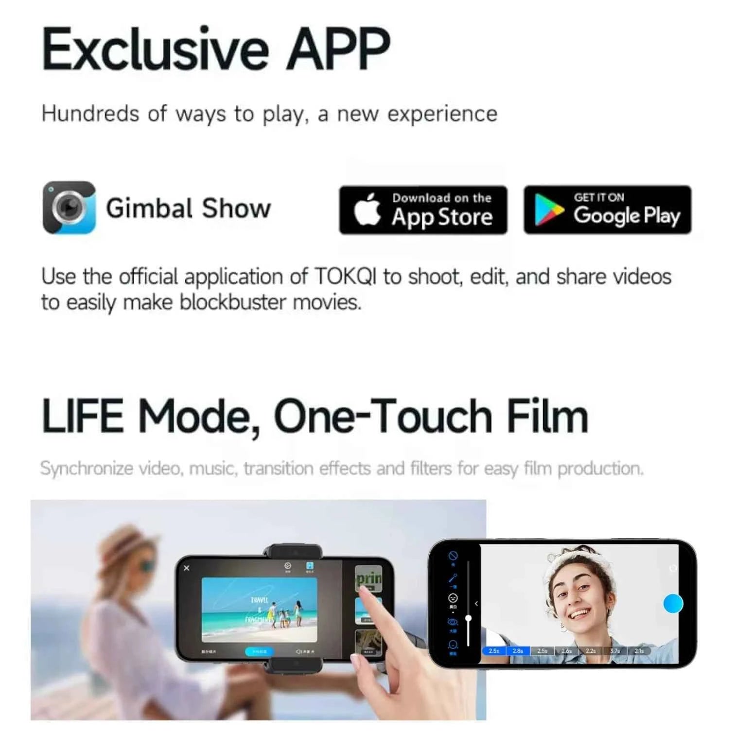 TOKQI M02 Handheld Gimbal Stabilizer with 3-Axis Anti-Shake, Remote & Tripod