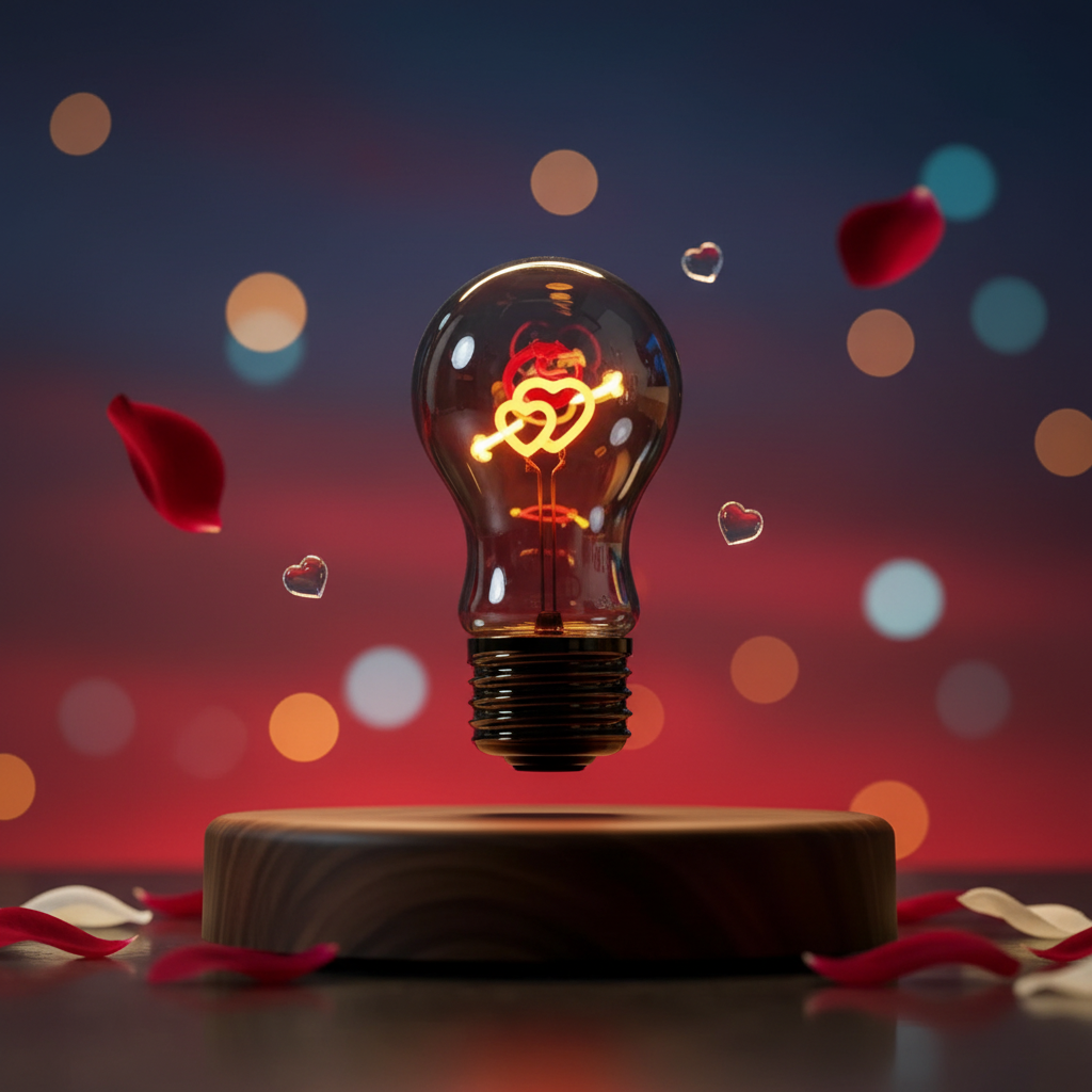 Magnetic levitating LED bulb Valentine's Day blue red