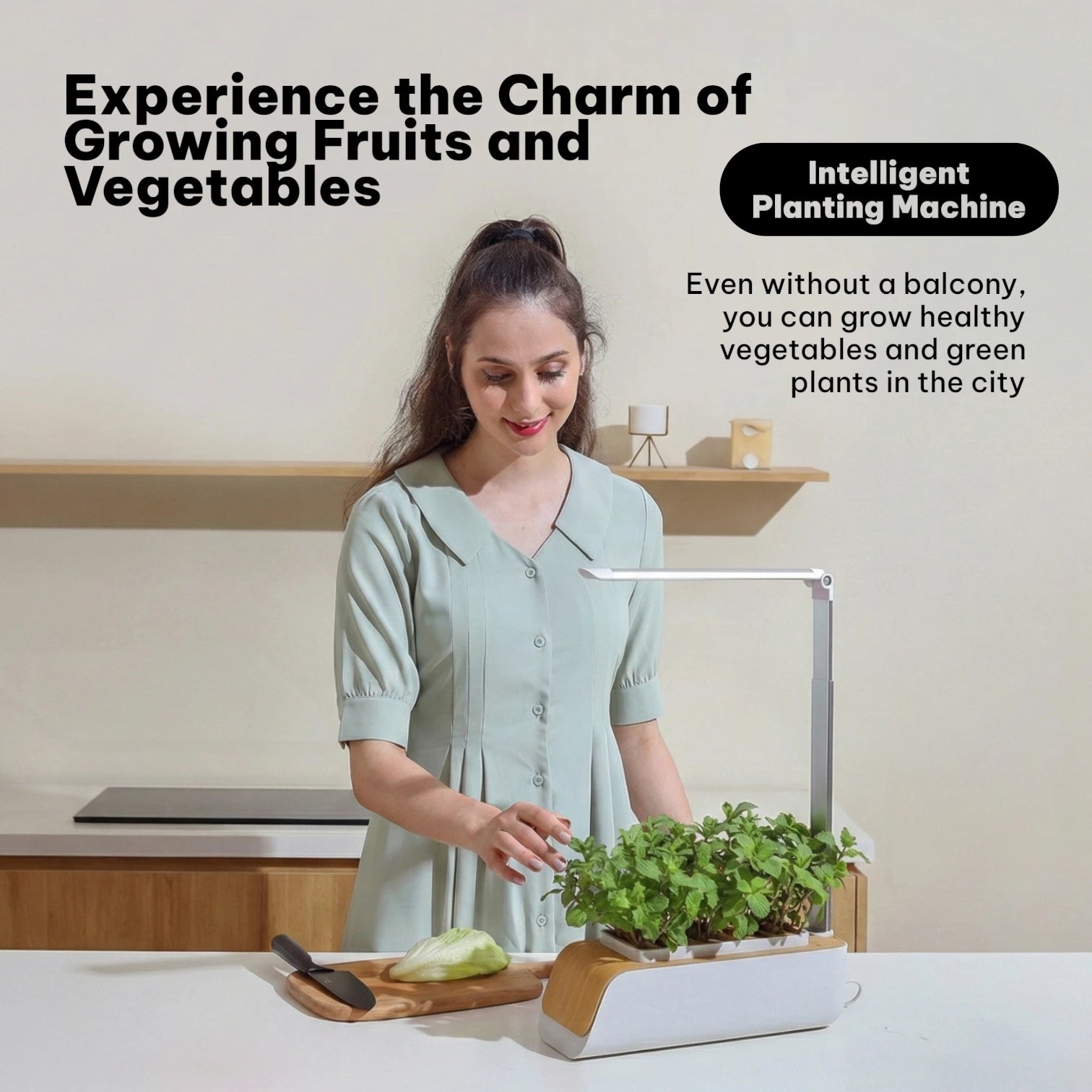 Smart Hydroponic Garden Full Spectrum LED Grow Light Adjustable Height Indoor Planter