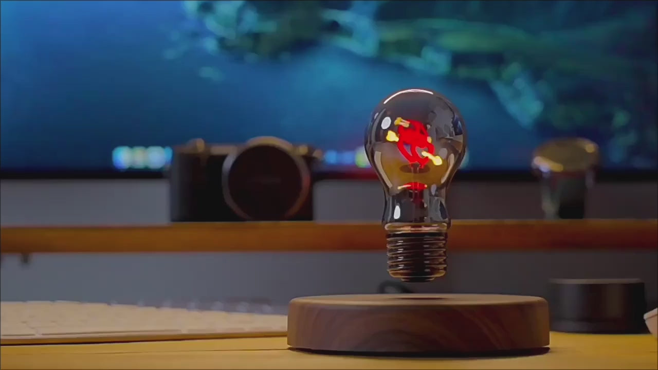 Magnetic levitating LED bulb with wooden base