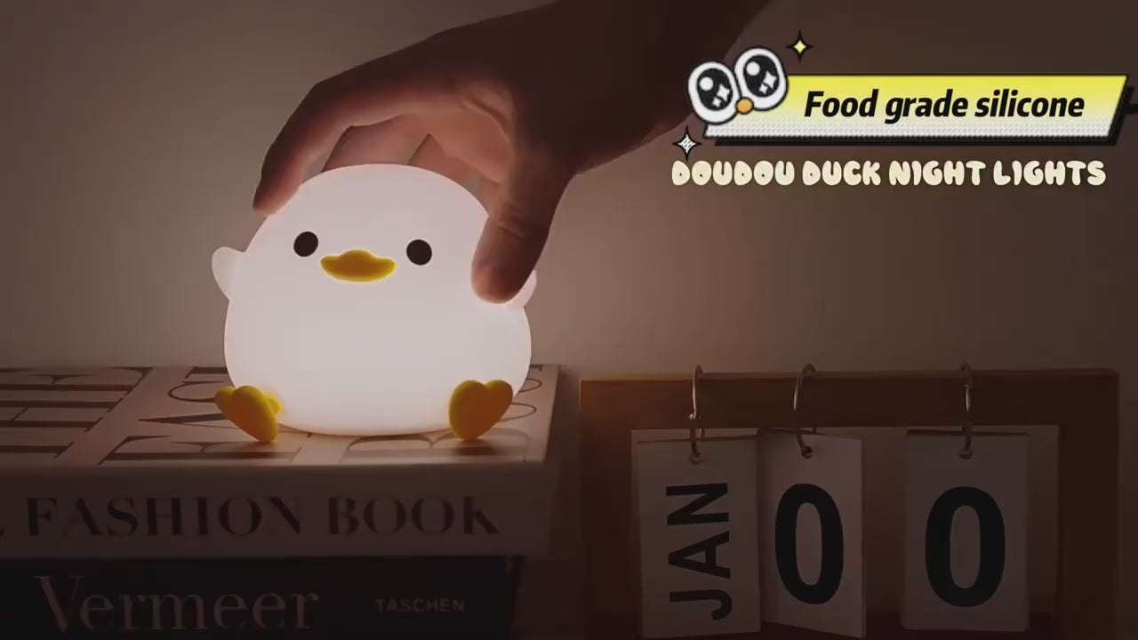 Duoduo Duck Cute Night Light with Touch Control, Rechargeable Lamp for Bedroom and Living Room