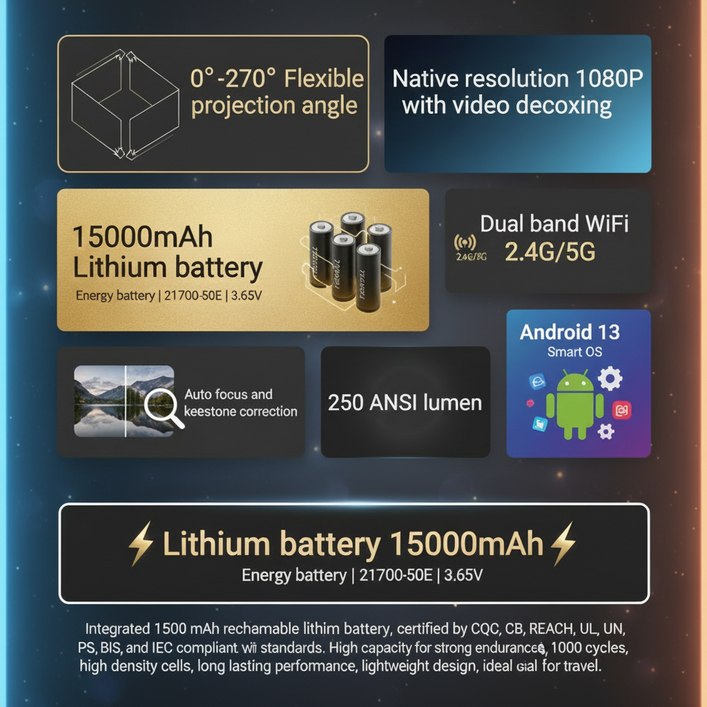 Projector features con effetto neon background