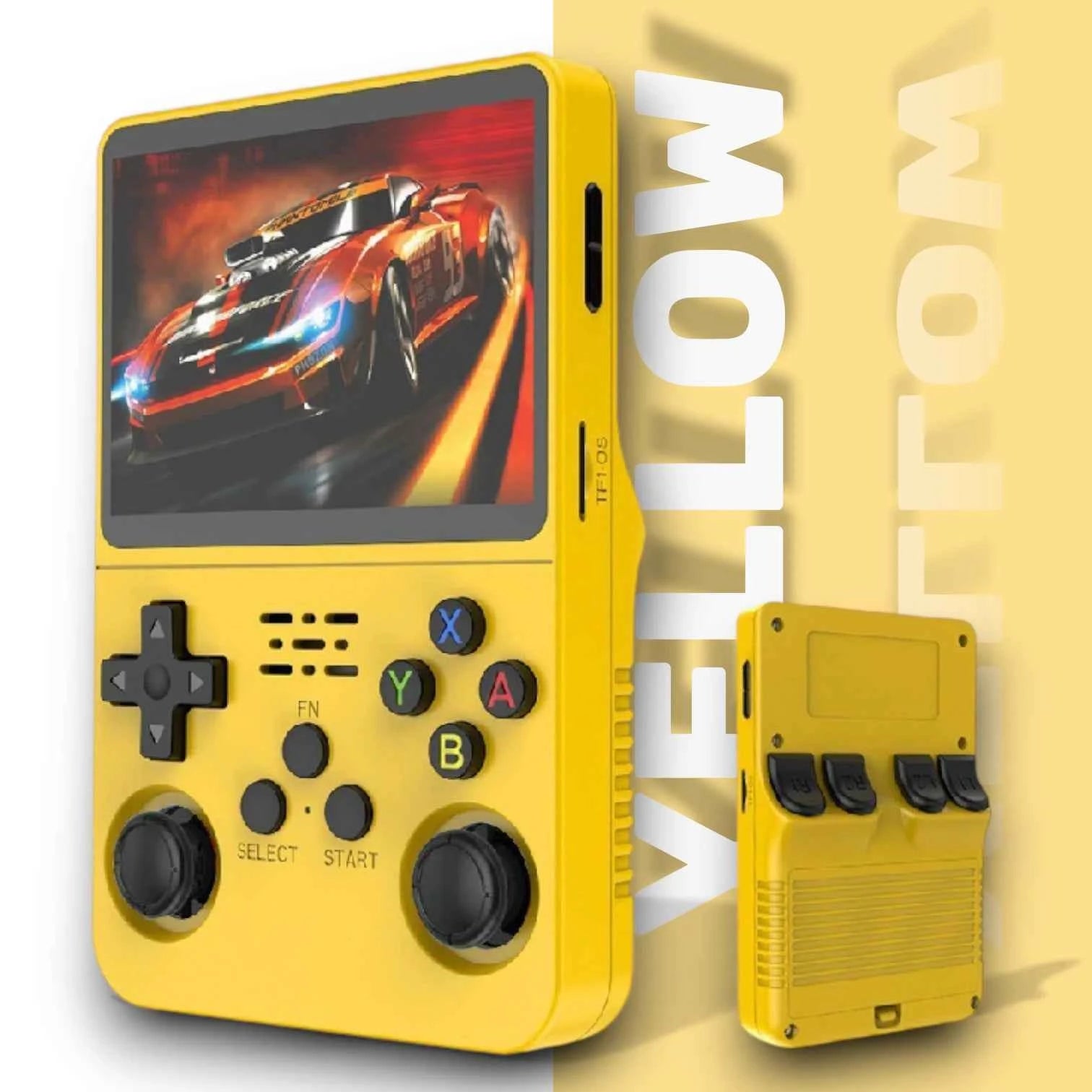 R36S Retro Handheld Console with 3.5 inch IPS Display, Open Source Linux System and Portable Classic Game Support
#Color=Yellow,Giallo