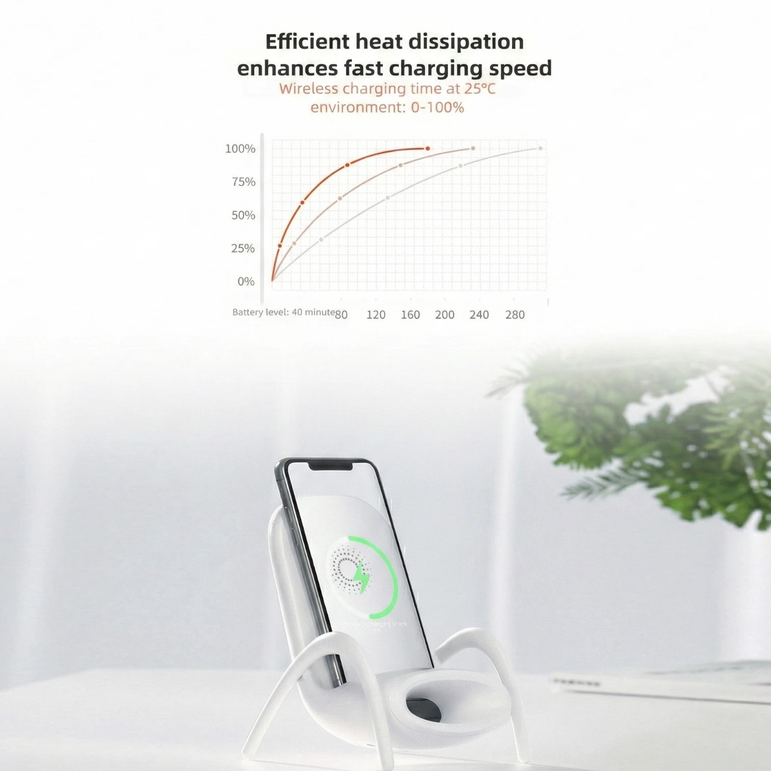 Chair Wireless Charger 15W Fast Charging Desktop Stand 2 in 1 Phone Holder