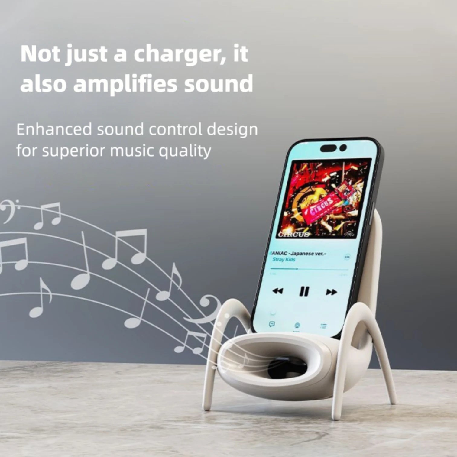 Chair Wireless Charger 15W Fast Charging Desktop Stand 2 in 1 Phone Holder