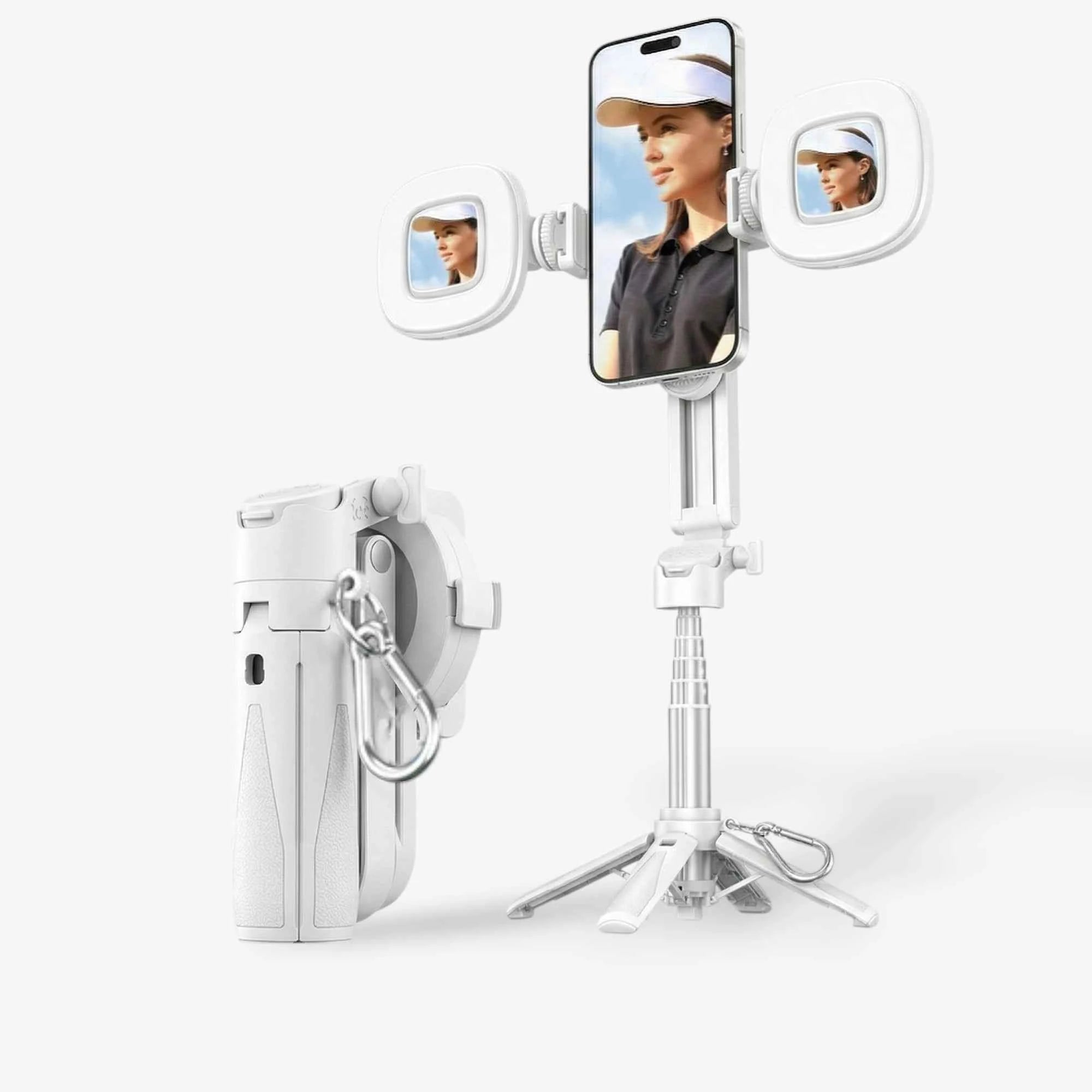 S15 Magnetic Selfie Stick #Color=White With Dual Light,Bianco Con Luce